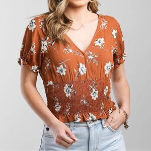 Paper Crane Smocked Floral Top Size S